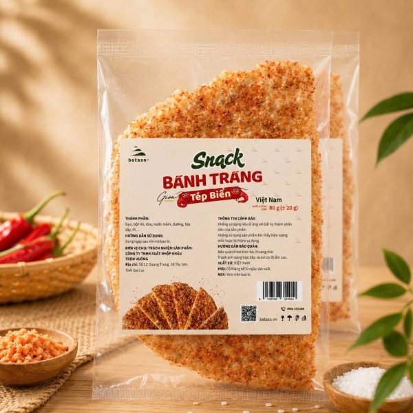 Snack bánh tráng tép biển