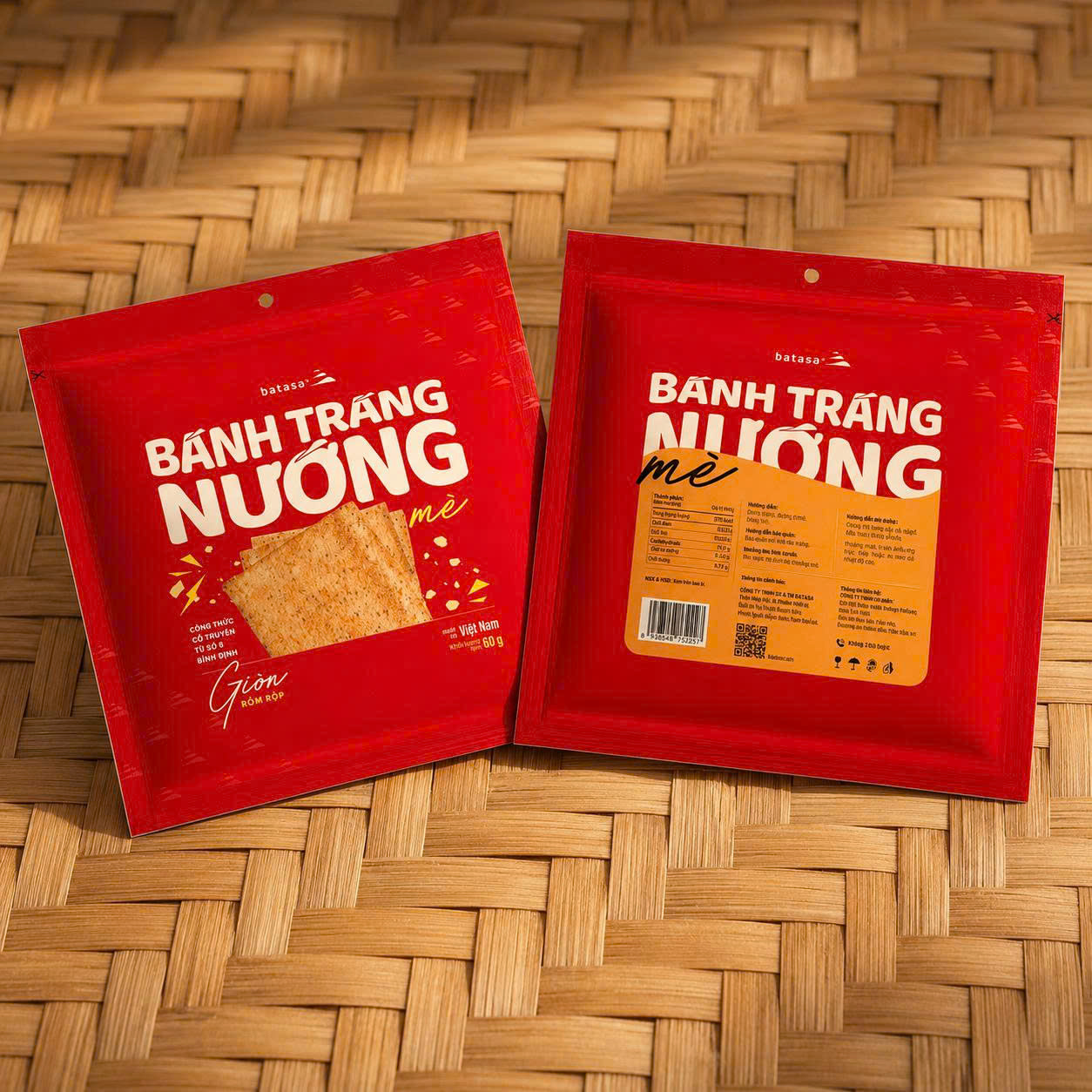 Bao bì bánh tráng nướng mè BATASO